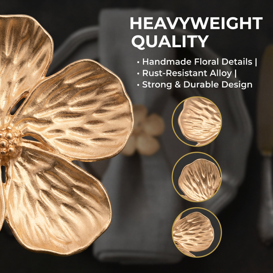 Gold Floral Napkin Rings – Golden Elegance