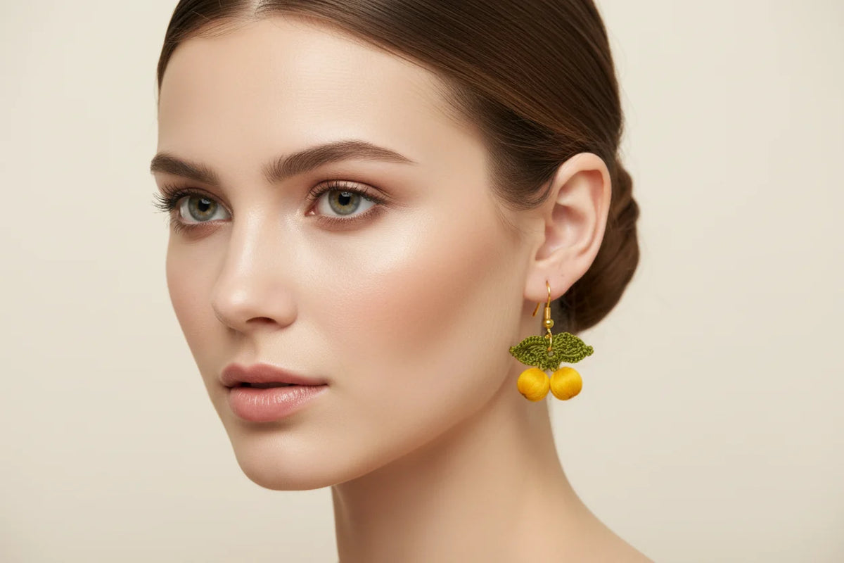Women’s Handmade Gold-Plated Crochet Earrings – Boho Knit Design