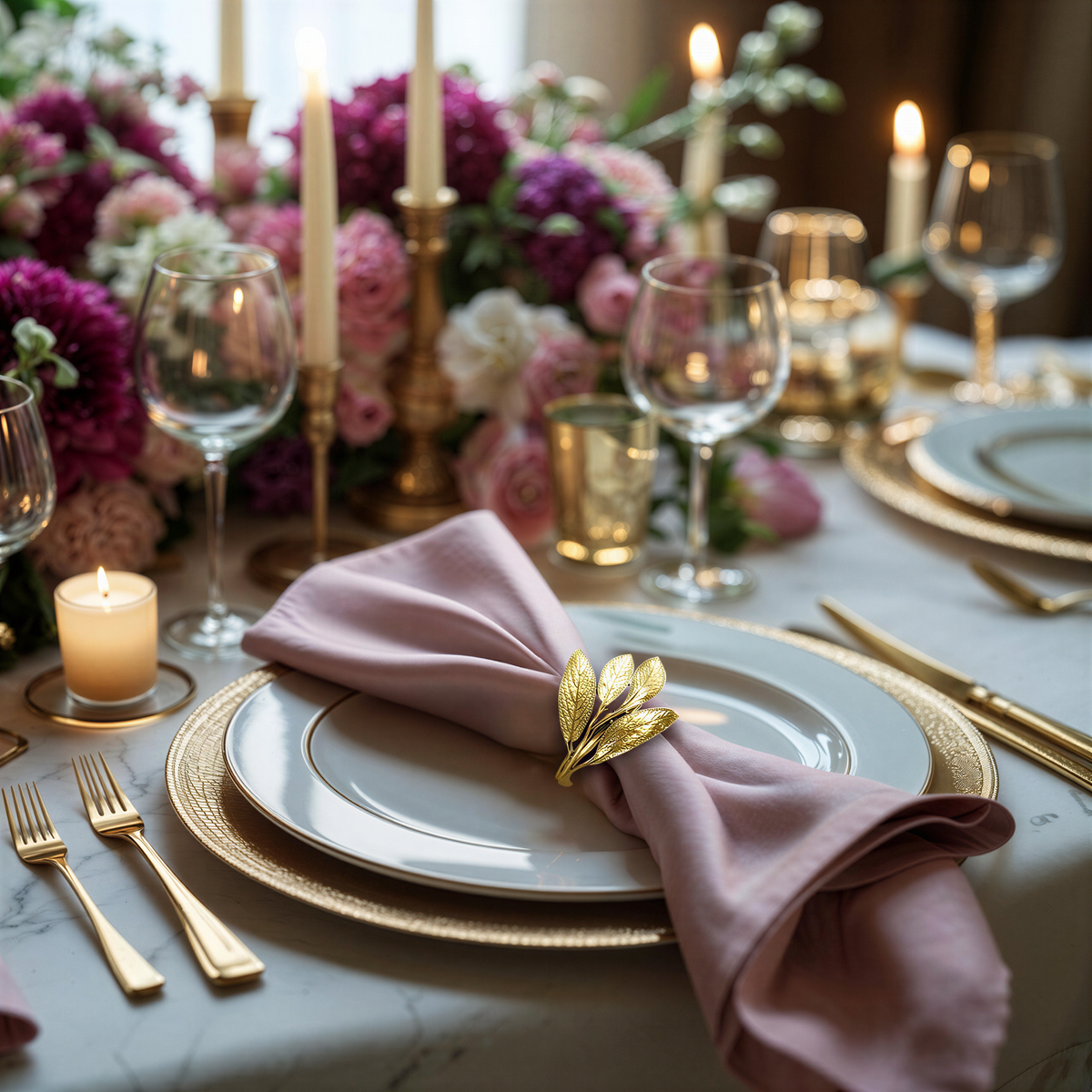 Gold Leaf Napkin Rings – Golden Harmony