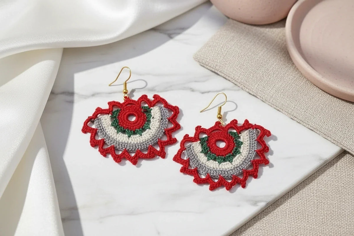 Women’s Handmade Colorful Crochet Drop Earrings – Boho Thread Design