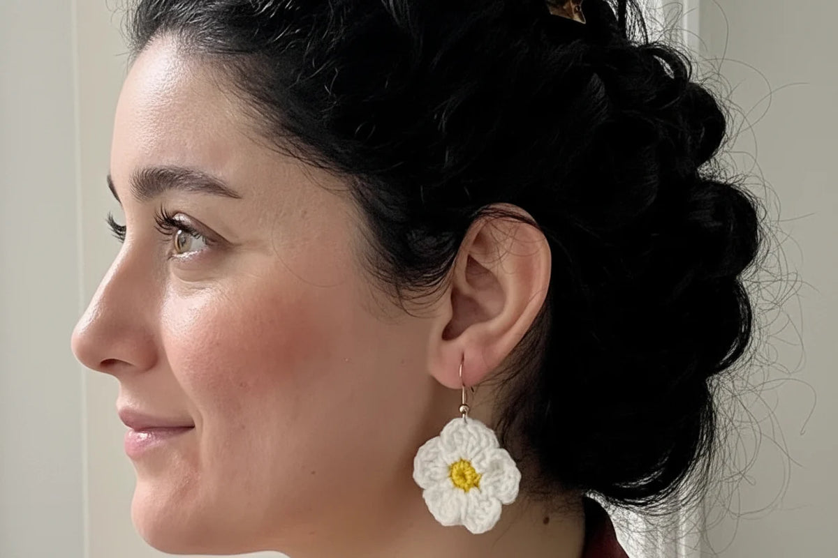 Handmade Daisy Crochet Earrings – 2-Pair Set for Women