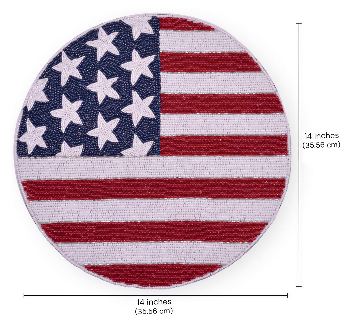 USA Flag Placemats – Round Beaded Placemats with Satin Backing | Handmade Table Decor