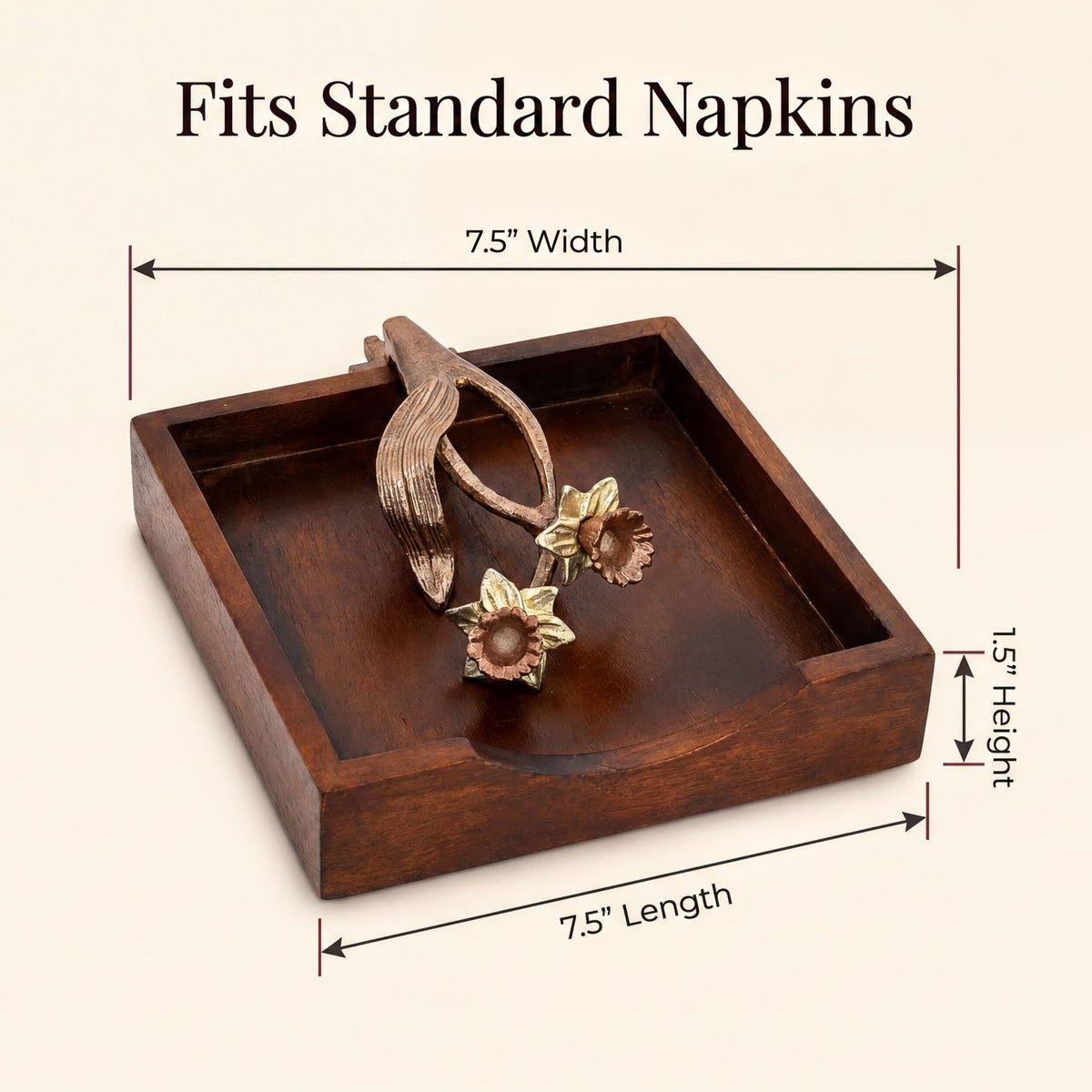 Wooden Napkin Holder – Rose Gold Finish