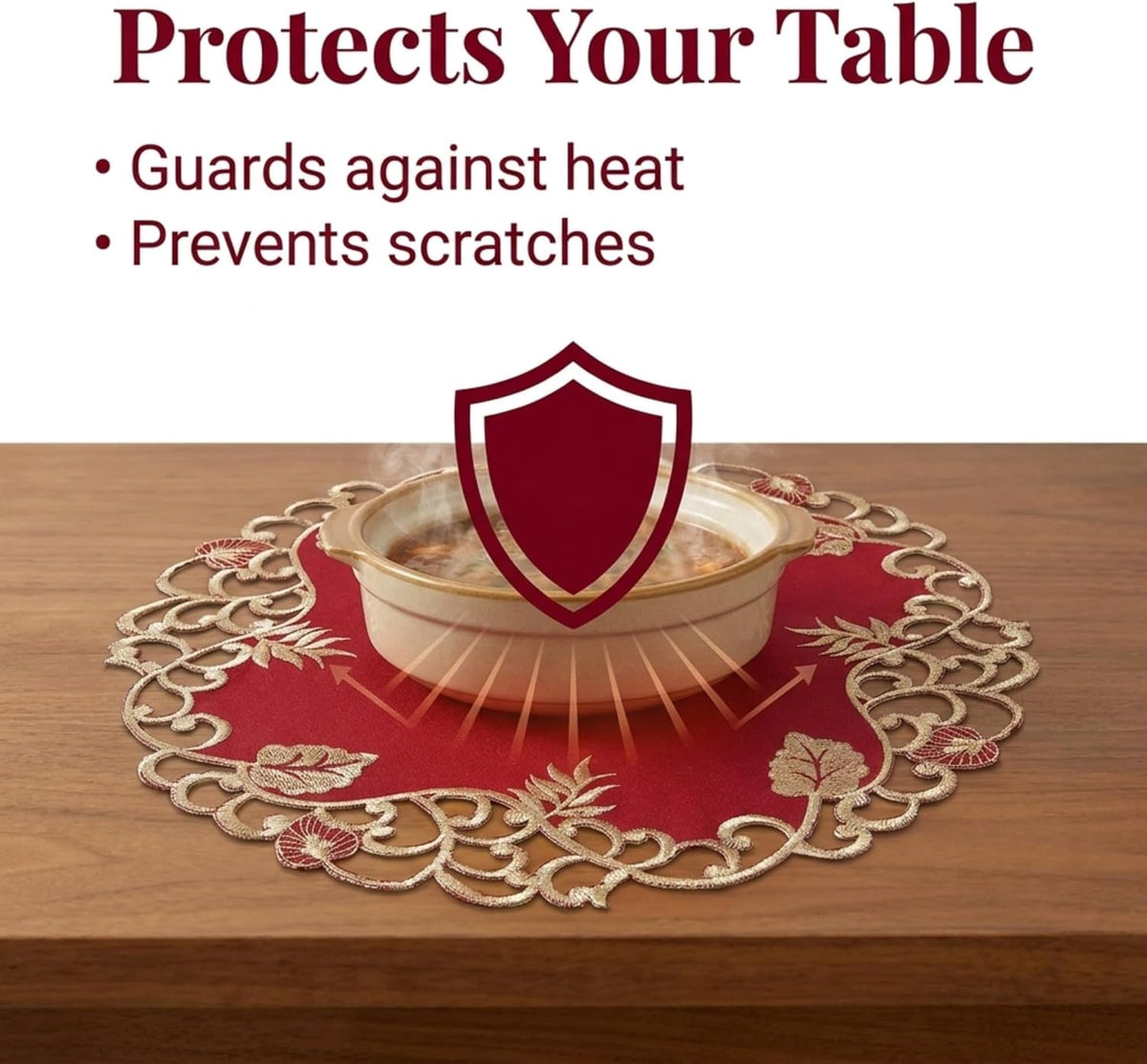 Burgundy Gold Doilies – Royal Garnet, 15 Inch