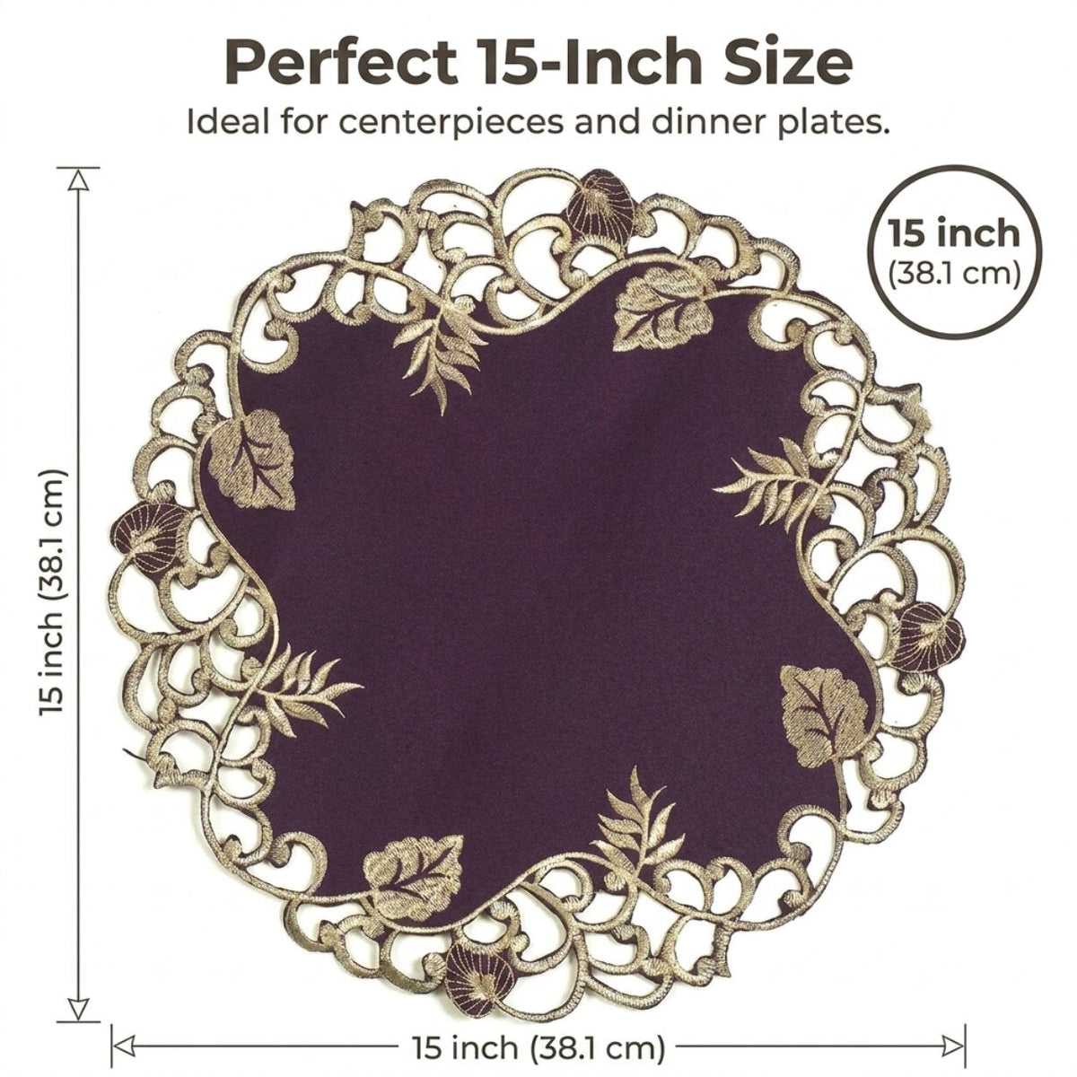 Purple Gold Doilies – Velvet Plum, 15 Inch
