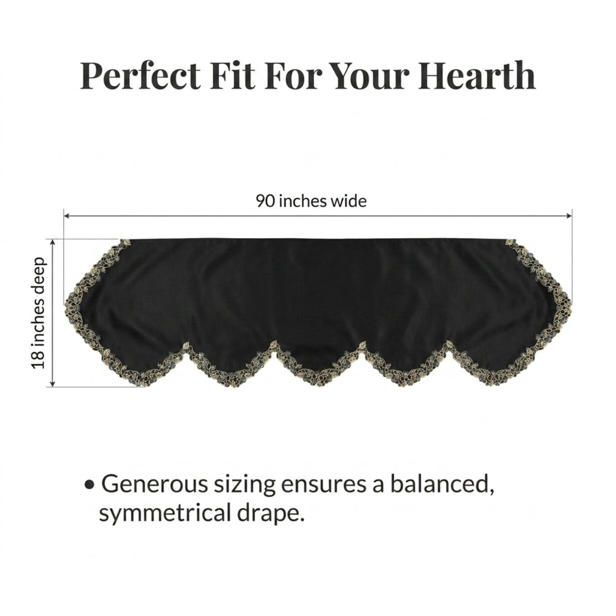 Black Gold Mantel Scarf – Midnight Gold, 18x90 Inch