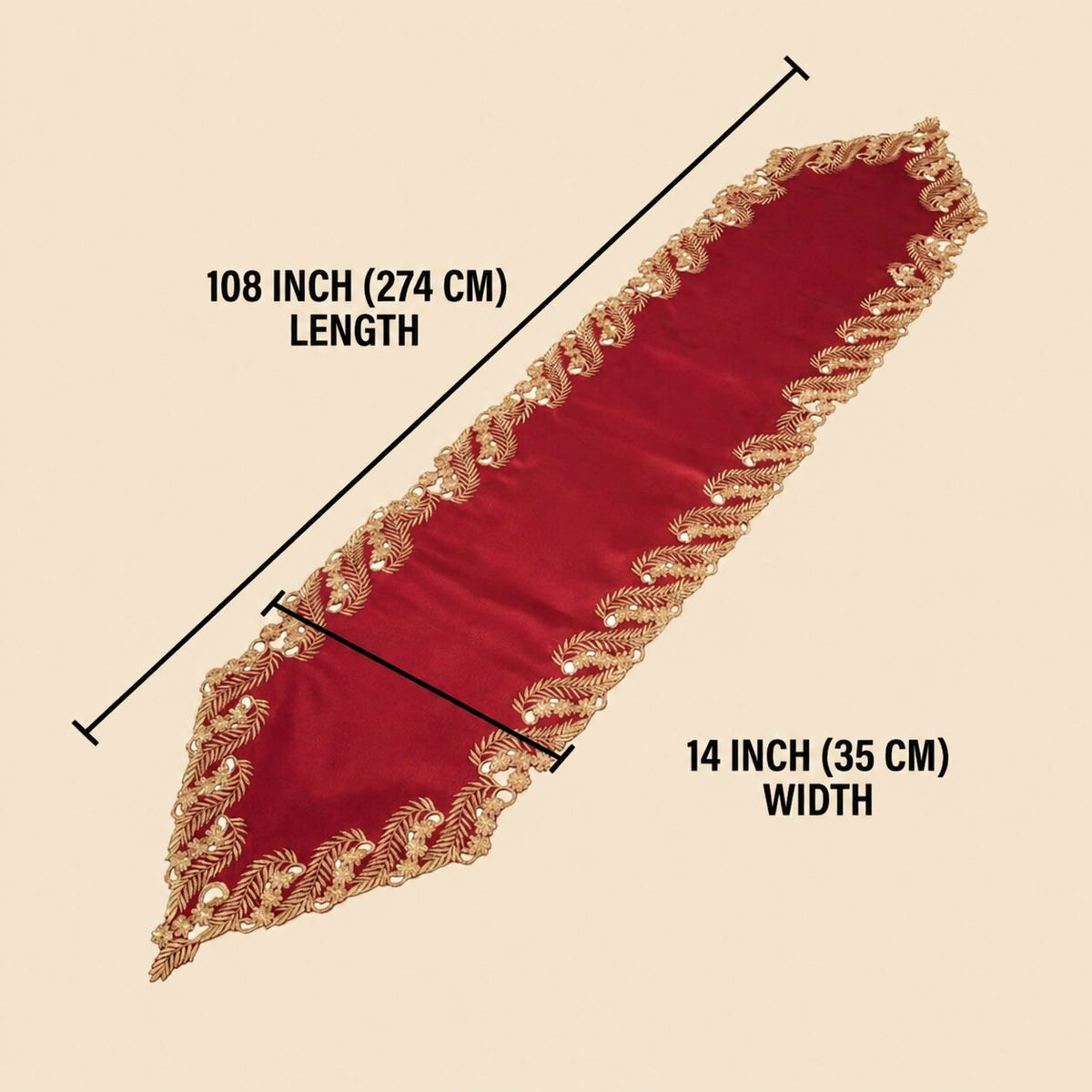 Burgundy Gold Table Runner – Wine Grace, 14x108 Inch