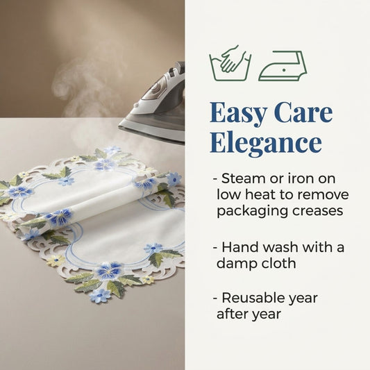 Blue Green Lace Runner – Eternal Grace, 14x108 Inch