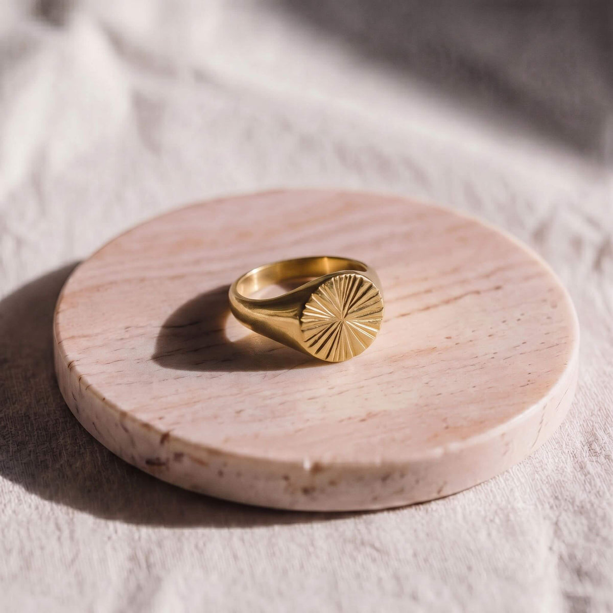 Brass Sunburst Signet Ring for Men and Women | Nila