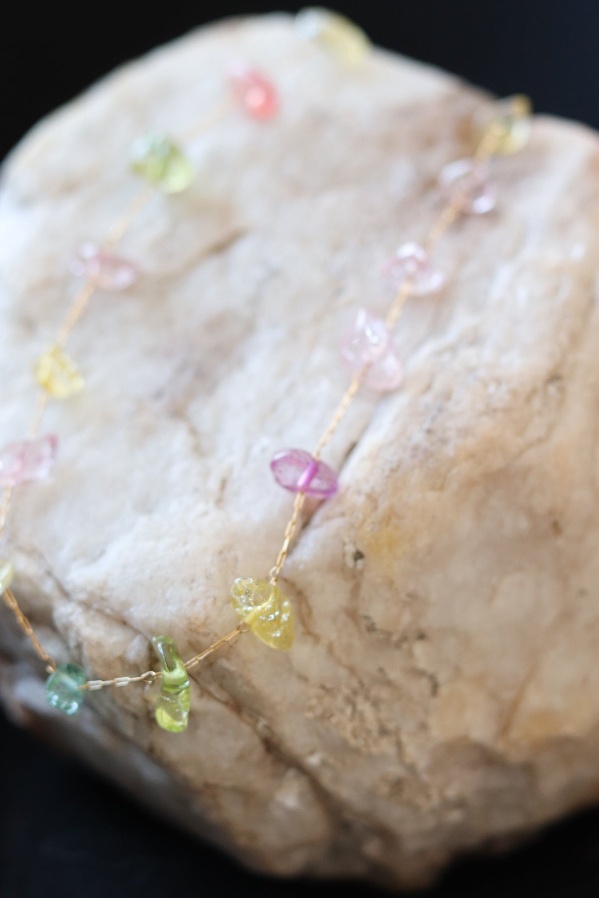 Aria Natural Stone Necklace – 18K Gold Plated Stainless Steel Colorful Gemstone Chain