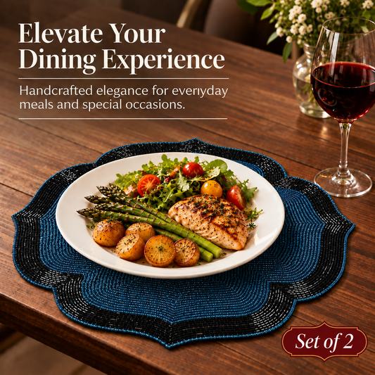Beaded Placemats – 14 Inch Heat Resistant Dining Table Mats | Elegant Handmade Design