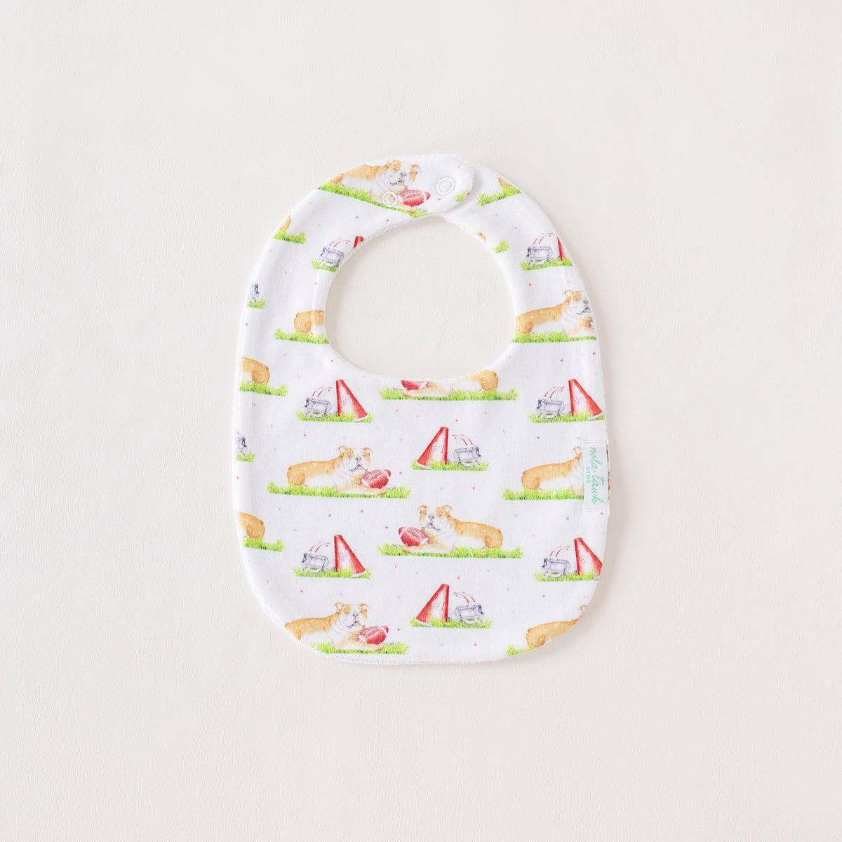 Tan Bulldog Mascot Mania Organic Cotton Baby Bib