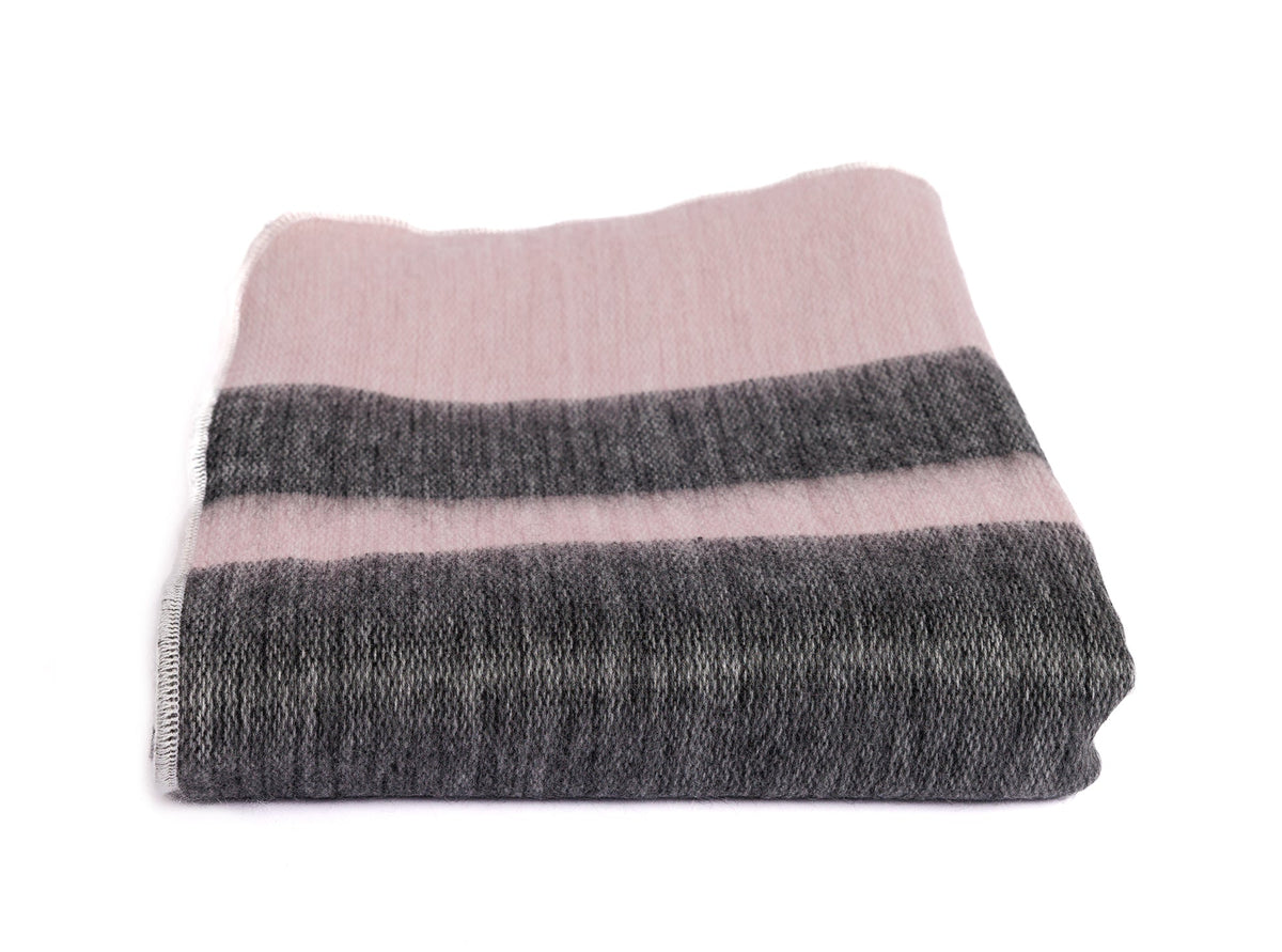 Handwoven Alpaca Throw Blanket | Pink & Charcoal | Kallpa Collection