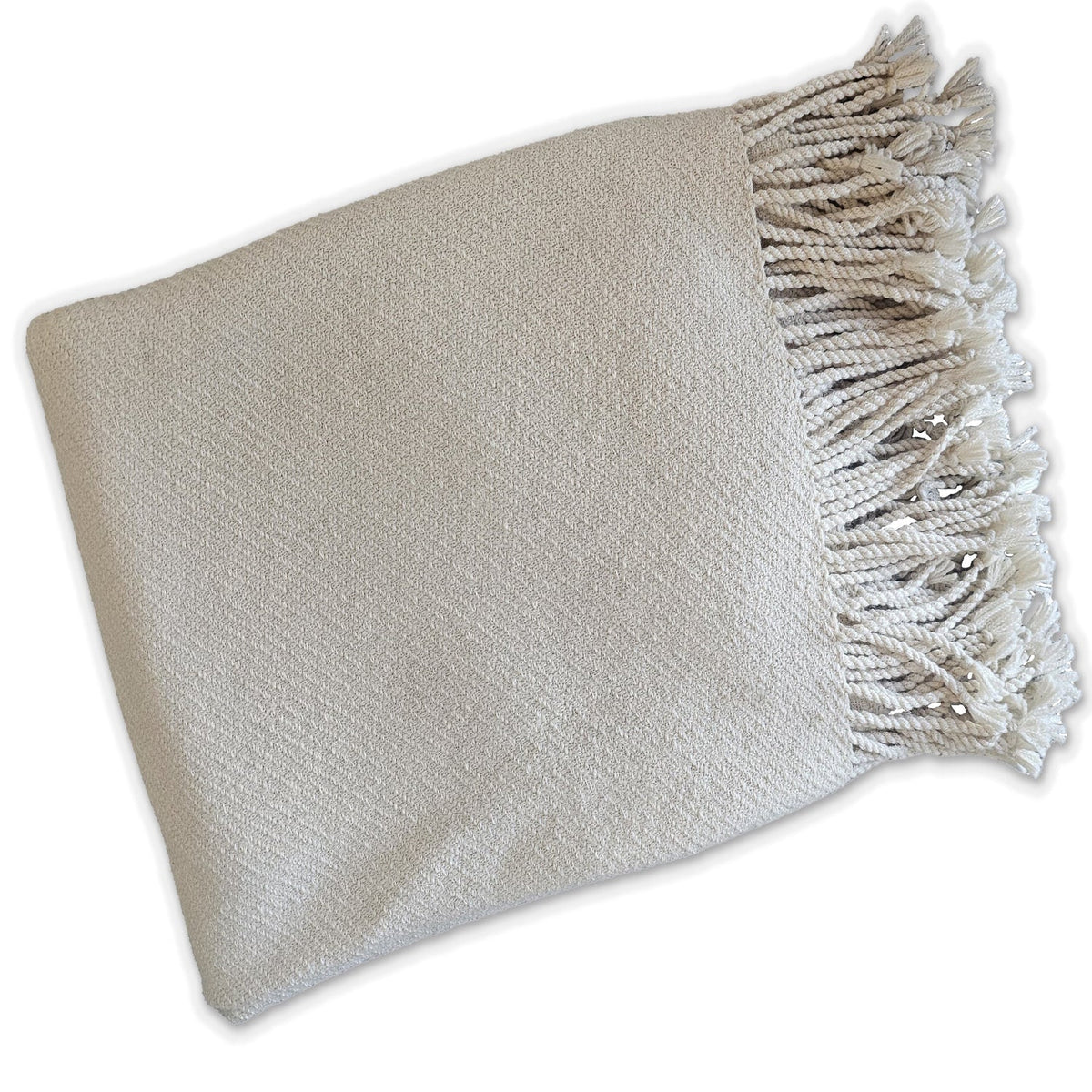 Handloomed Undyed Baby Alpaca & Peruvian Pima Cotton Ivory Throw Blanket From Peru - Kulsi Collection
