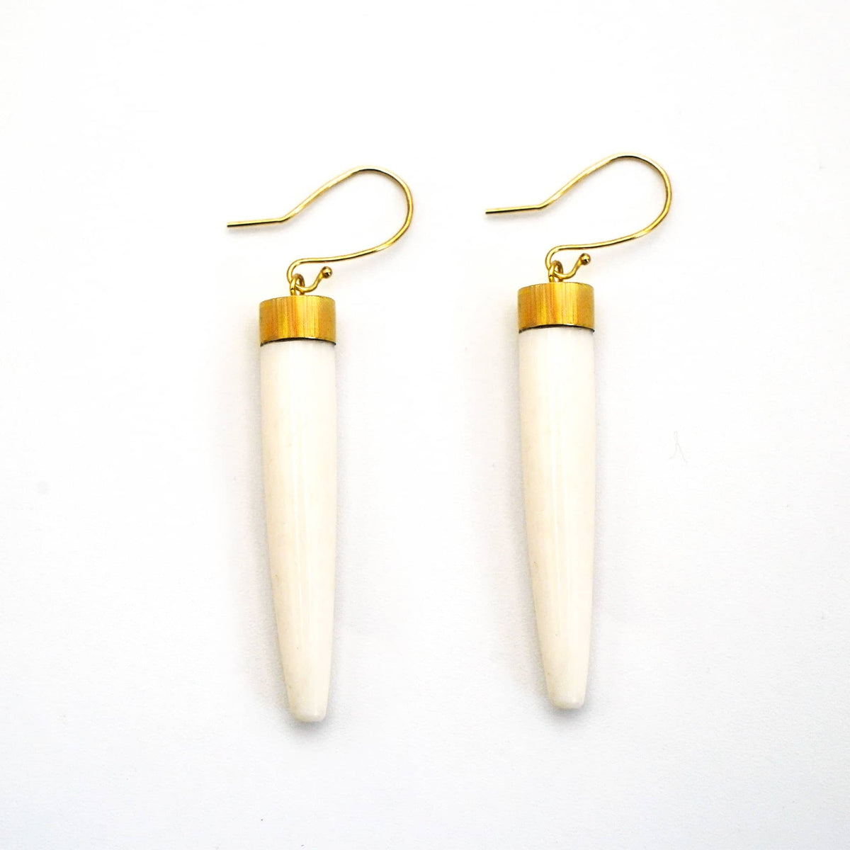Brass & Bone Spike Drop Earrings | Liwa