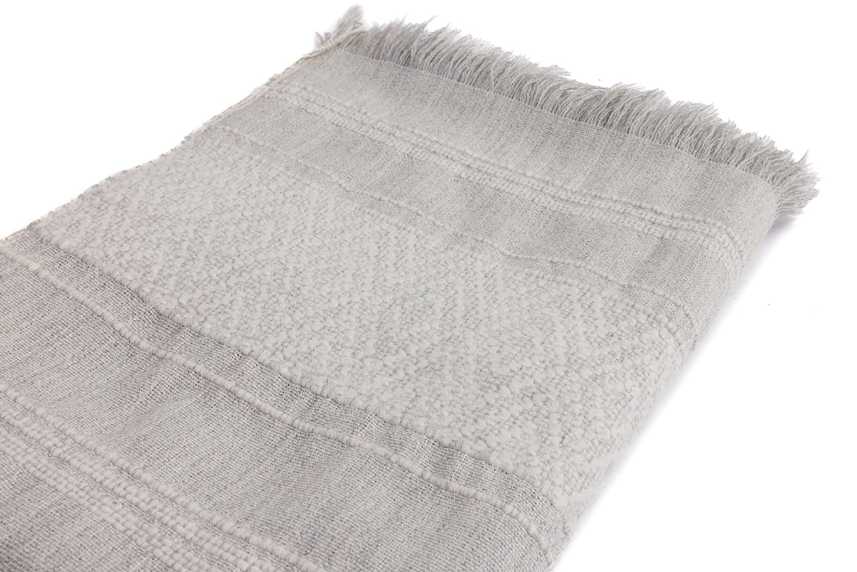 Handloomed Superfine Alpaca Throw Blanket | Gray & Ivory CloudHaven | Allira Collection