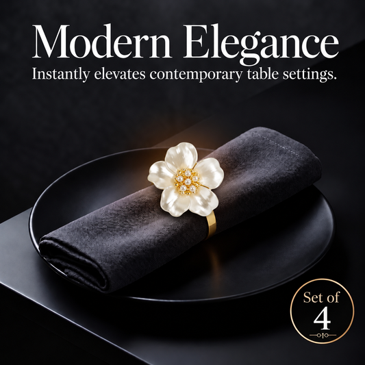 Set of 4 Gold Flower Napkin Rings – Floral Radiance