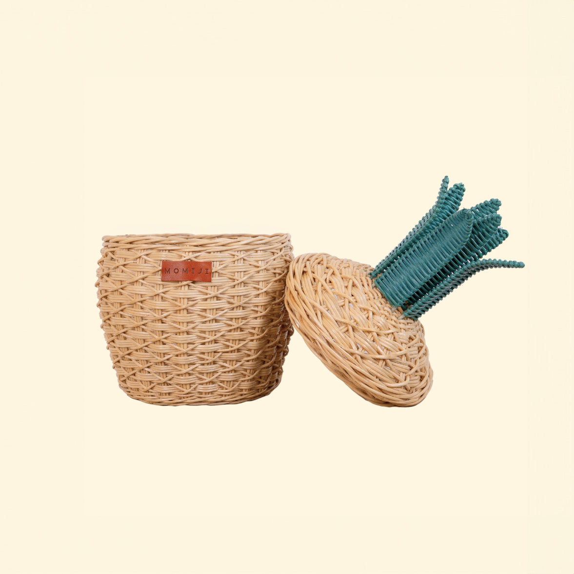 Pineapple Rattan Storage Basket Natural - Small