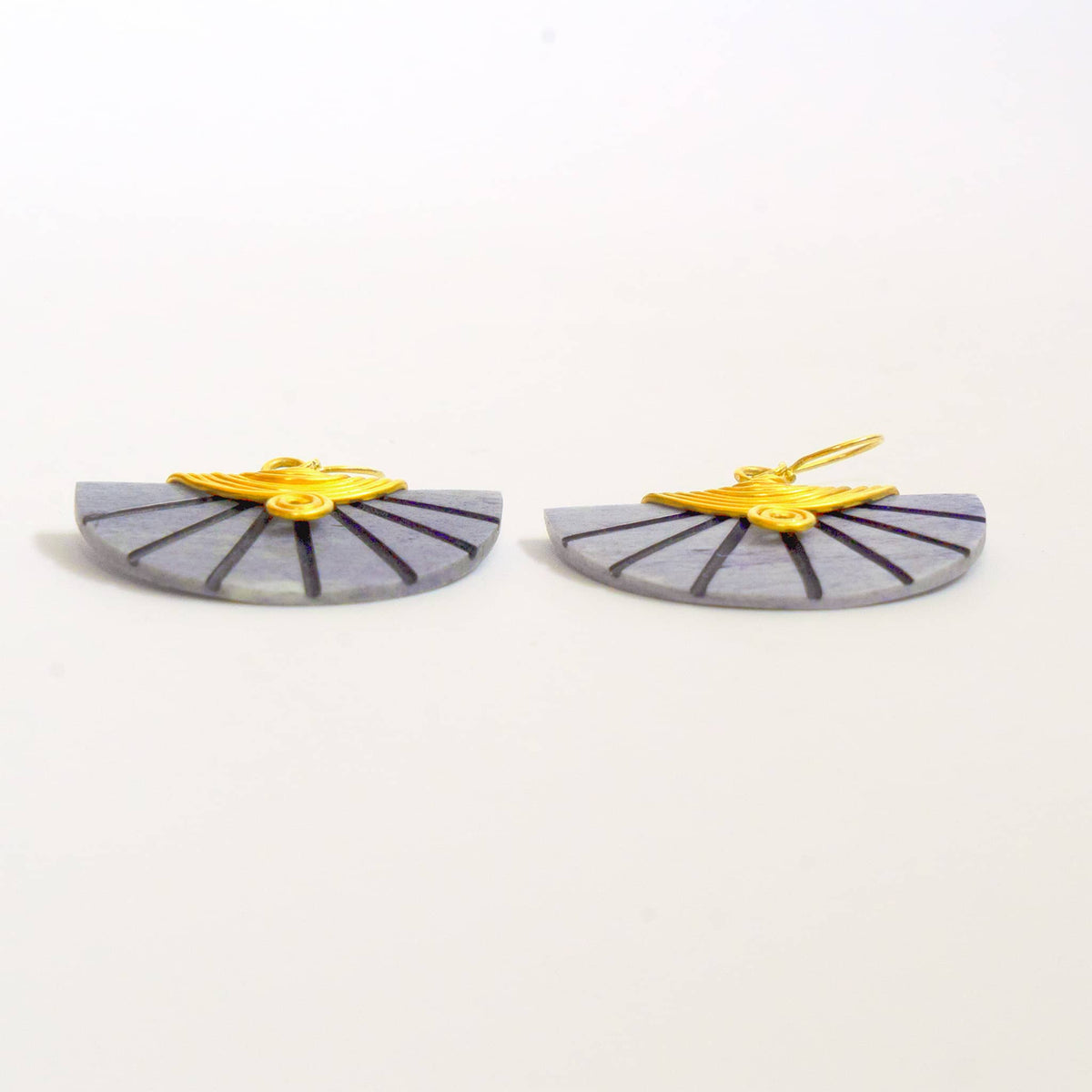 Carved Horn Half-Moon Earrings | Nusu