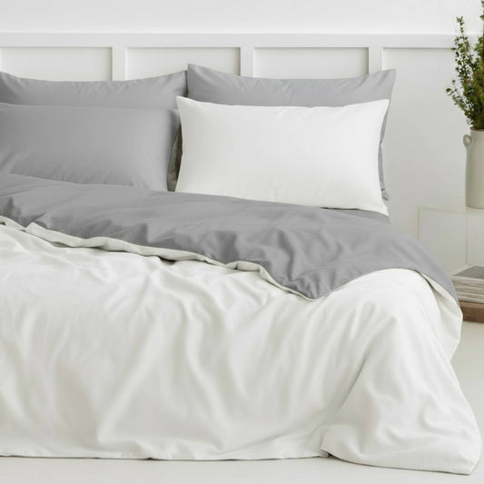 Two-Tone Bamboo Viscose Duvet Cover + 2 Shams Set