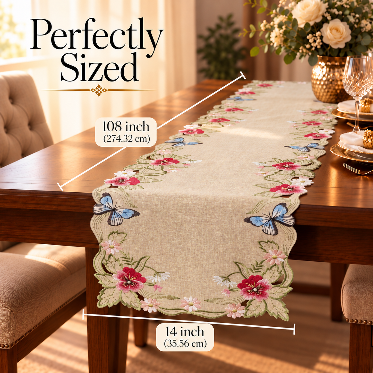 Beige Table Runner – Sandy Dune, 14x108 Inch