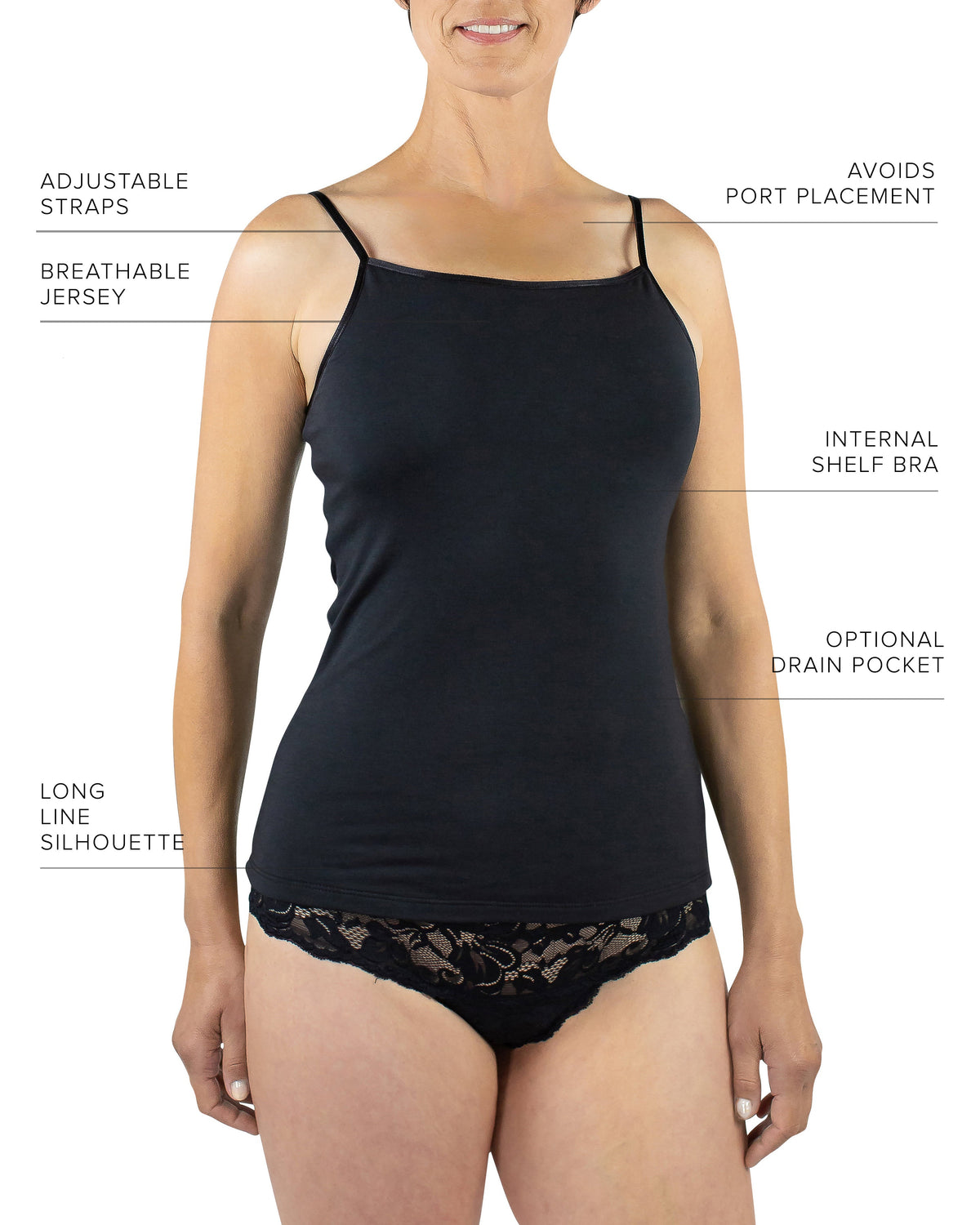 Maia Sustainable Jersey Cami, Black