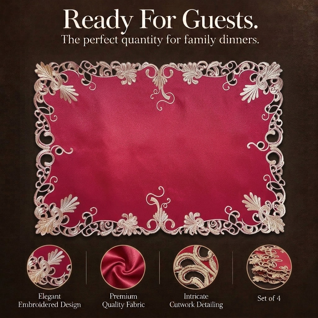 Burgundy Gold Placemats – Burgundy Charm, 12x18 Inch