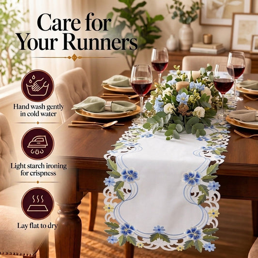 Blue Green Lace Runner – Eternal Grace, 14x108 Inch