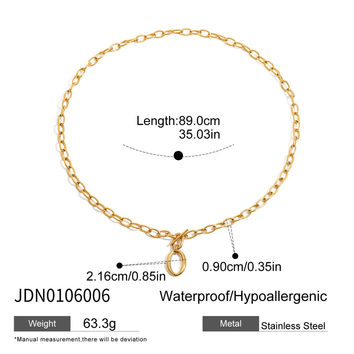 Empowered Gold Layered Oval Necklace