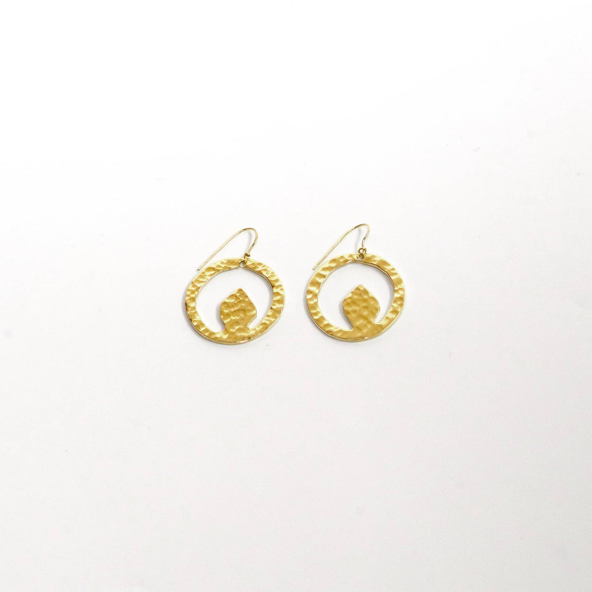Hammered Irregular Disc Brass Earrings | Tembo