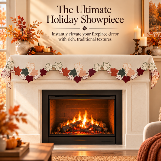 Mantel Scarf Cover | Elegant Falling Petals Lace Runner for Fireplace & Table