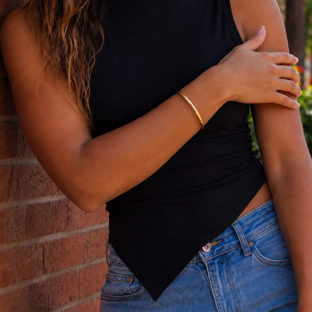 Thin Textured Brass Bangle | Raha