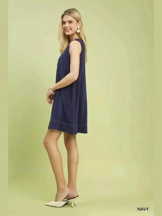 Women's Linen Swing Dress | Sleeveless, Breathable | Umgee Boho Summer Dress
