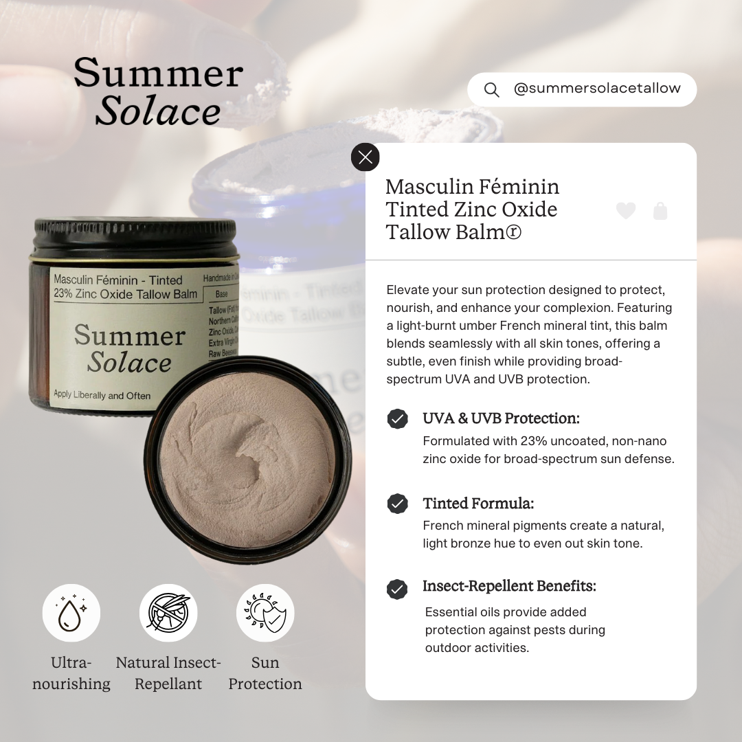 Tinted Zinc Tallow Balm • 23% Non-Nano Zinc Oxide • Scented