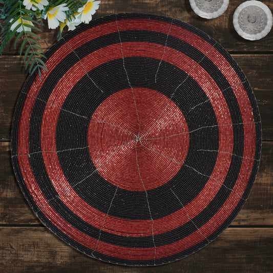 Beaded Placemats – Round Handmade Embroidered Glass Bead Table Mats 14 Inch