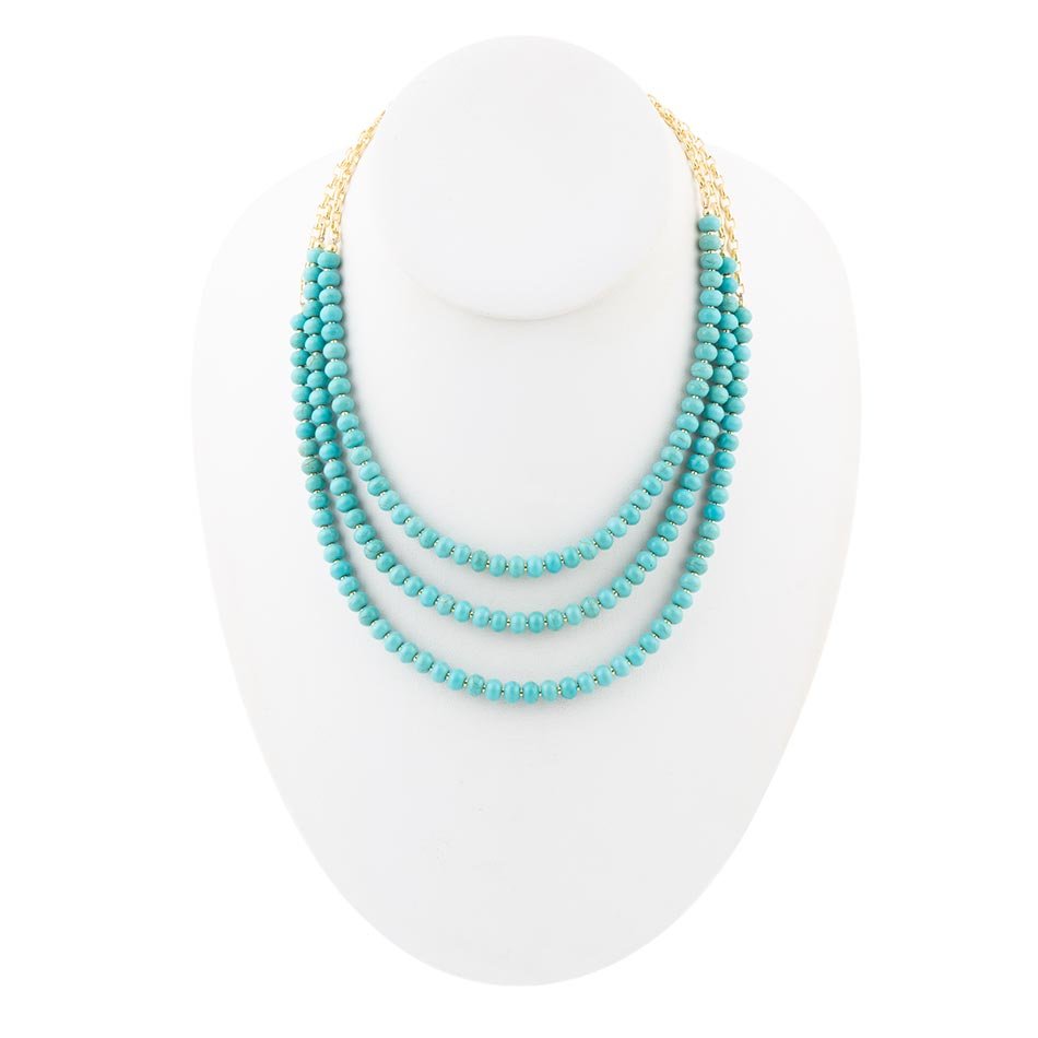 Blue Turquoise Magnesite Golden Necklace