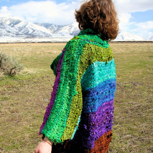 Chi Rainbow Ribbon Kimono Jacket Knit Pattern