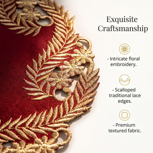 Burgundy Gold Doilies – Wine Grace, 15 Inch