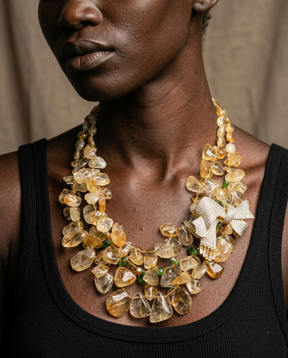 Magnetic Citrine Butterfly Pendant Necklace