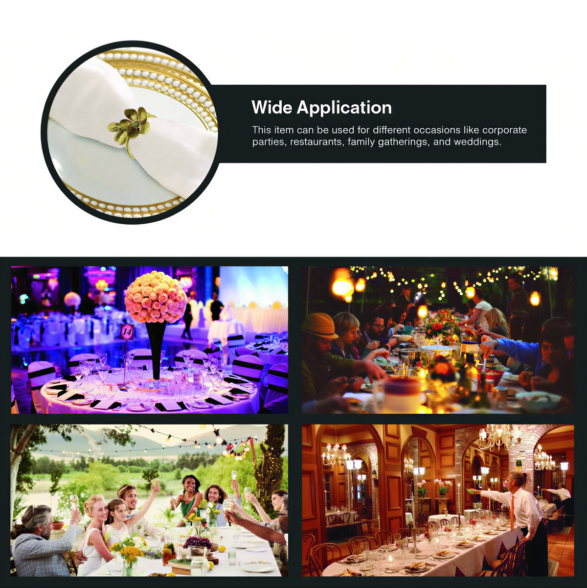 Gold Bee Napkin Rings – Set of 4