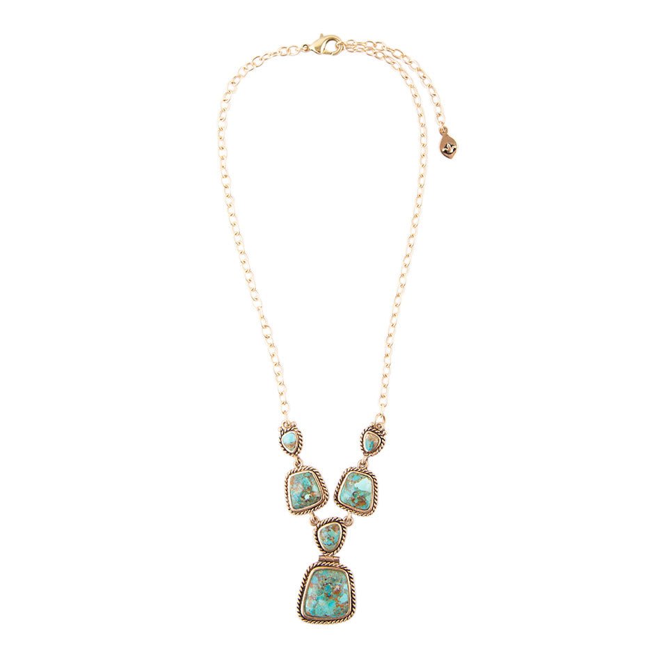 Earth and Sky Blue Turquoise Golden Necklace