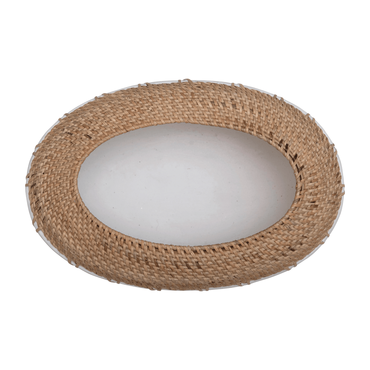 Benton Terracotta Planter with Hand-Woven Rattan Stitching