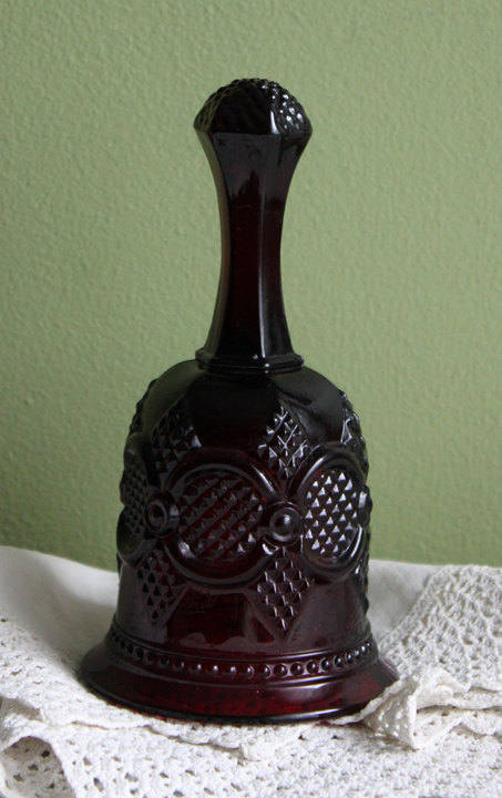 Glass Bell by Avon - Cape Cod Collection Ruby Color Sandwich Glass