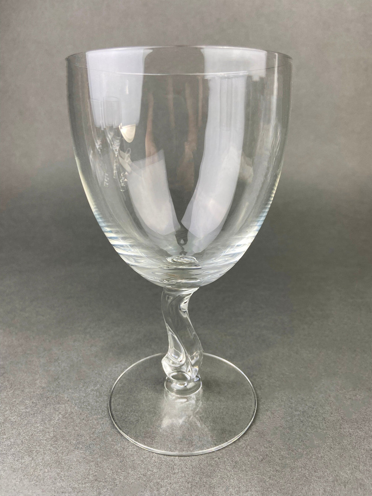 Fostoria Contour Clear Crystal Goblets with S-Shaped Stem. Set of Seven Water or Juice Stemware. Luxurious Barware. Gift for Him.