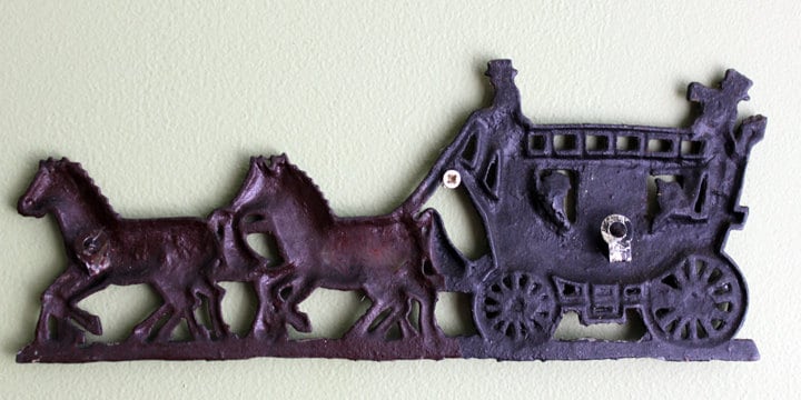 Cast Iron Carriage with Horses Wall Art Rustic Home Decor