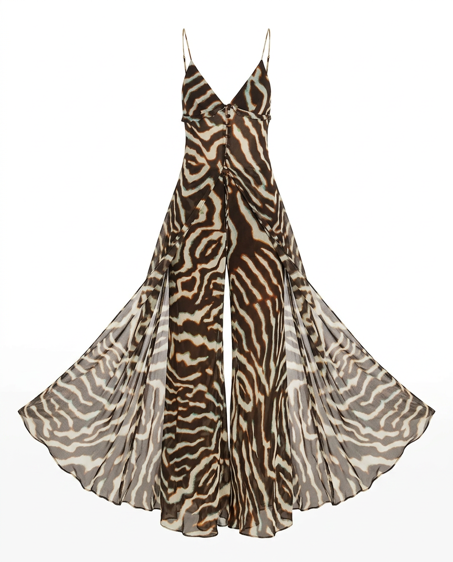 Wild Heart Striped Chiffon Two-Piece Set