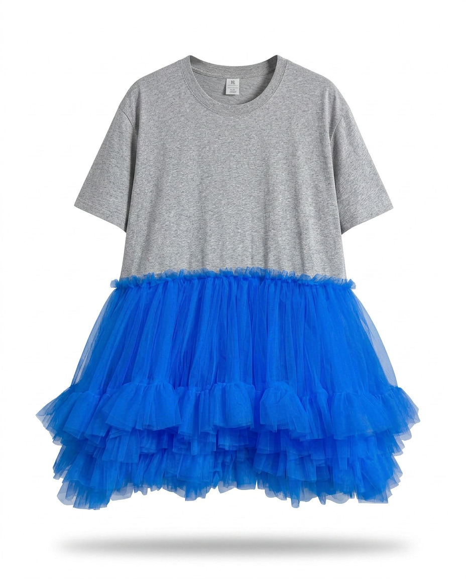 Radiant Mesh Ruffle Mini Dress