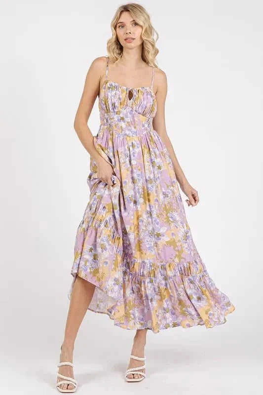 Mittoshop Floral Maxi Cami Dress with Smocked Back and Ruffled Hem Eco My Home Dress Salty Season LLC ecomyhome.store United States