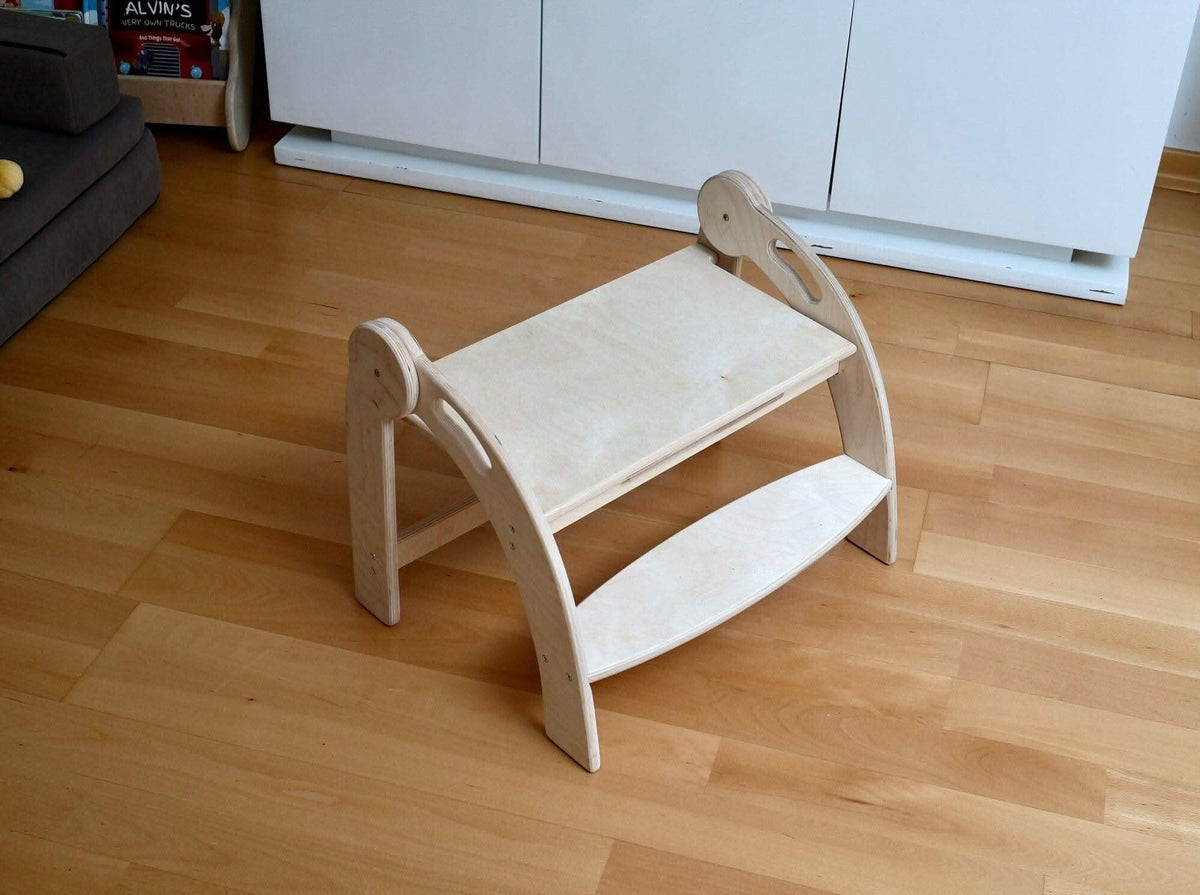 Twin Toddler Step Stool – Foldable Wooden Kitchen Helper