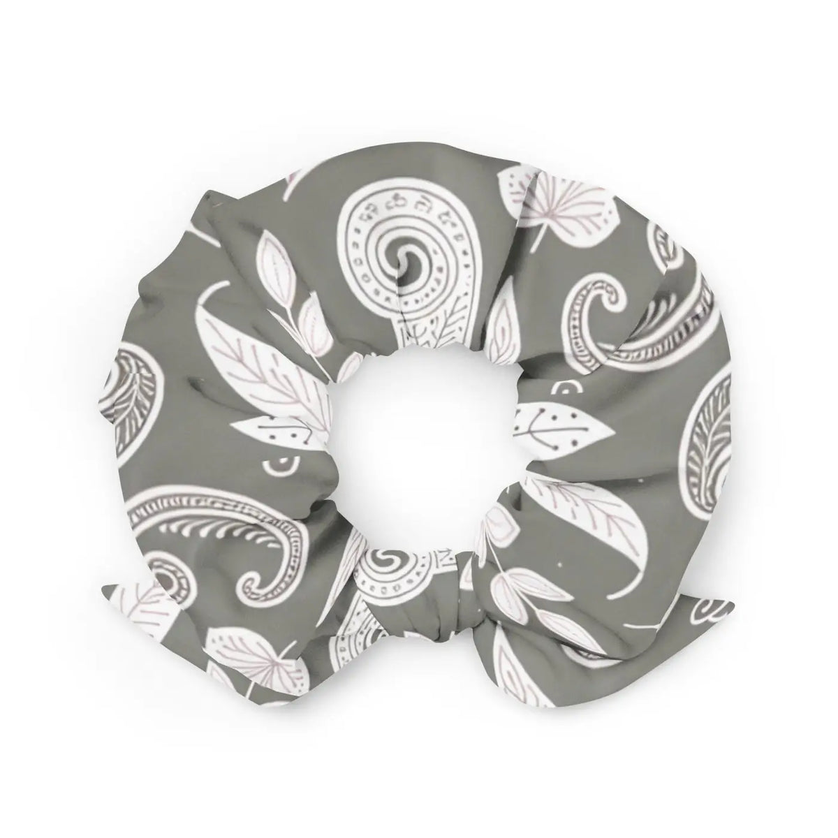 DipaliZ Grey Floral Eco-friendly Scrunchie Recycled Fabric